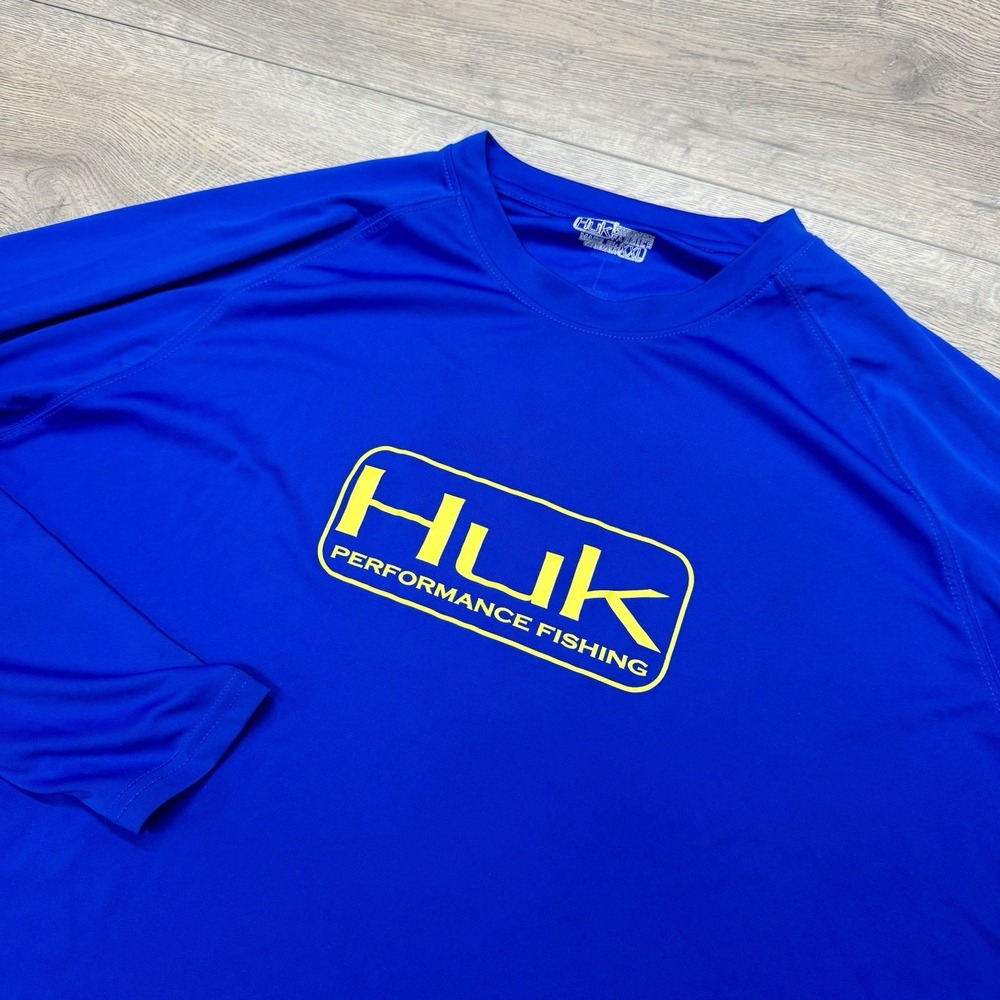 Huk Performance‎ Fishing Blue L/S Shirt Men's Sz XXL FAIR STAINS